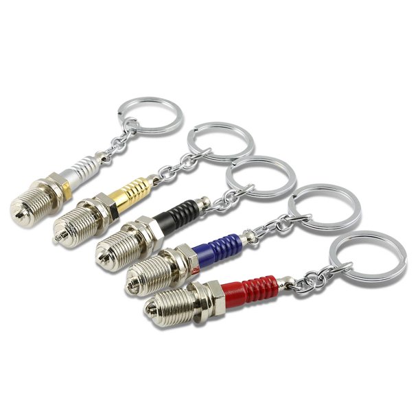 3D Miniature Spark Plug Style Keychain (Silver)