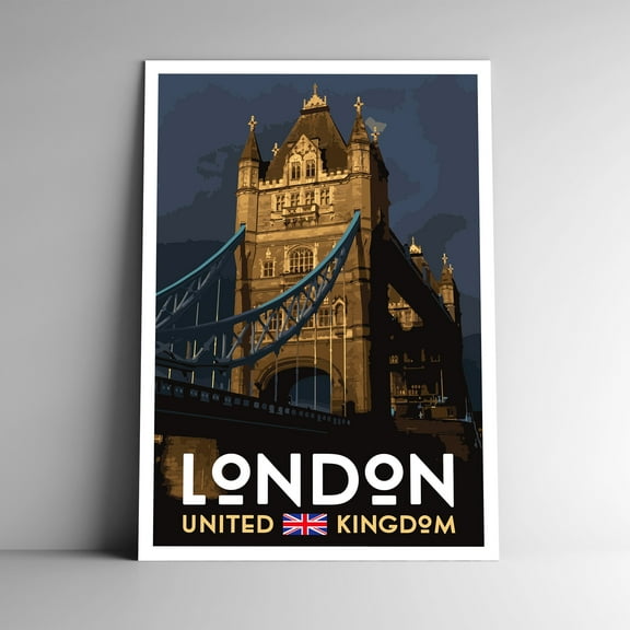 London Tower Bridge Vintage Travel Poster / Postcard WPA Style Retro England UK