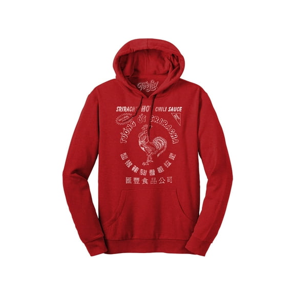 Tee Luv Sriracha Hot Chili Sauce Rooster Faded Food Logo Hoodie (Men's) (L)