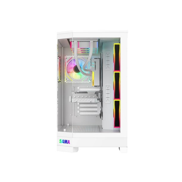 ホワイト ma.chi sama Sama Flat Head Brother M8 Mini-ITX/M-ATX PC Case - White