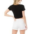 thumbnail image 5 of MixMatchy Women's Scoop Neck Lettuce Edge Cropped Top with Knot Details, 5 of 6