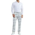 thumbnail image 2 of INSPIRE CHIC Plaid Printed Pants for Men's Regular Fit Flat Front Office Checked Slacks 28 White, 2 of 6