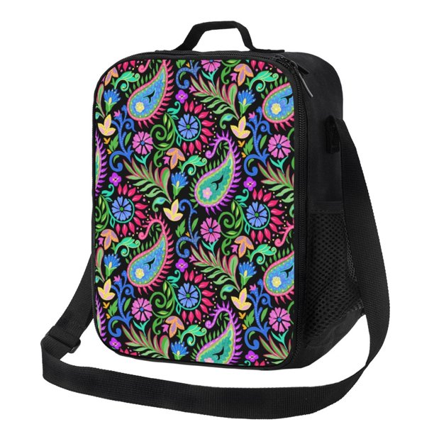 Disketp Watercolor Floral Paisley Bolsa Térmica Estampada para Almuerzo, Lonchera para Hombres y Mujeres Adultos