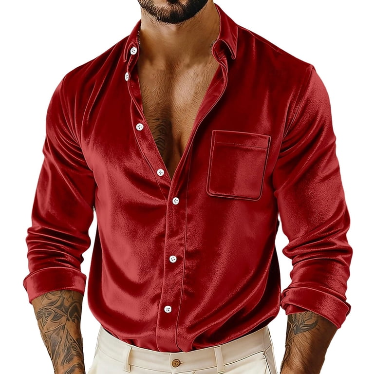 winter dress shirts for men Velvet Shirt Fall Casual Long Sleeve Button Down Collared Wedding Party Shirt Bridesmaid Dress Inspiration 🤍 Work From Home Outfits US SIZE:US2 A thoughtfully crafted collection