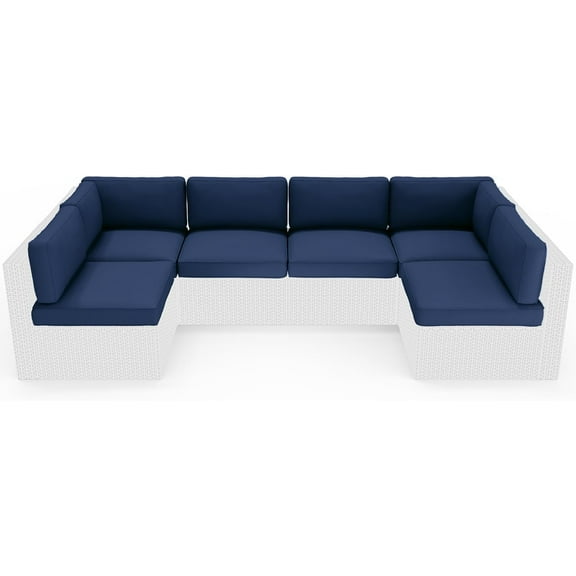 SUNCROWN 14 Piece Outdoor Patio Cushion Replacement, Patio Couch Cushions (6 Seat Cushion,6 Back Cushion, and 2 Corner Cushion) with Zipper for Outdoor Furniture (Dark Blue)