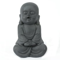 LuxenHome Gray MgO Meditating Buddha Monk Garden Statue