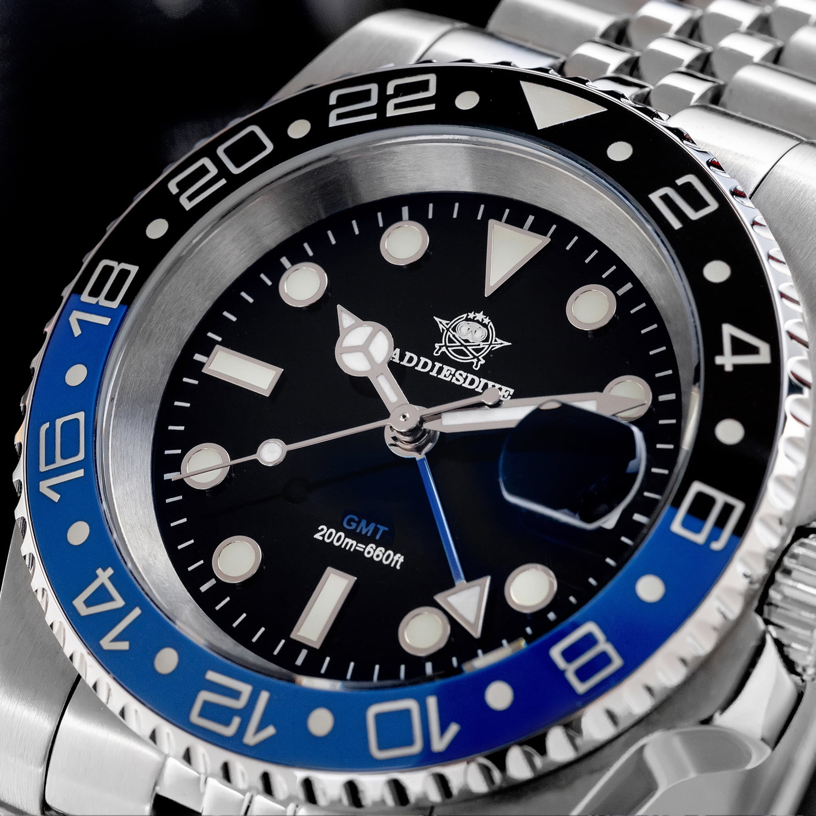 ADDIESDIVE Luxury Men's Dive Watch Swiss GMT 200M Waterproof Analog Quartz Watch with Rotating Ceramic Bezel & Luminous for Diving, Travel, Business