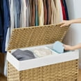 thumbnail image 5 of 140L (37 Gallon) Rolling Laundry Hamper with Lid, 3-Section Synthetic Rattan Laundry Basket Storage with Removable Liner, 26x13x26 Inches, 5 of 6