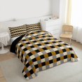thumbnail image 3 of Homewish Minimalist Grid Bedding Comforter Set 2pcs for Kids Teens Adults,Geometric Buffalo Plaid Twin Comforter Sets Microfiber,Black Brown Breathable Bedding Set,Luxury Bedroom Decor,Reversible, 3 of 8