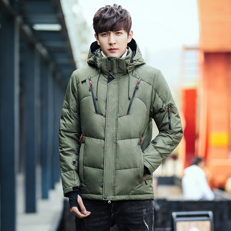 MOMKER Winter Casual Mens Thick Warm Long-Sleeved Down Jacket