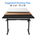 thumbnail image 2 of Single Motor Electric Standing Desk Frame with Wheels, Hook and Controller, 170lbs Capacity, Max 70" x 30" Desktop, Height Range 28"-45", Black(Frame Only), 2 of 8