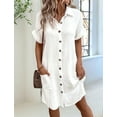 thumbnail image 4 of Vestido Túnica Holgado Informal de Verano para Mujer, de Algodón y , con Cuello en V, Botones y Corta, Color , Talla XL, 4 of 8