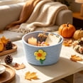 thumbnail image 5 of Twfbrm Cotton Rope Woven Basket, 7x4 Inch Small Round Floral Embroidery Storage Basket for Bathroom Decor, Cute Toy Storage Bins for Shelves, Closet, Home, Toys, 5 of 5