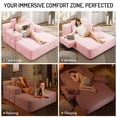 thumbnail image 5 of CARZZI LIFE 60 Inch Oversized Chaise Lounge Chair Indoor, Corduroy Boneless Chaise with Armrests & Backrest /2 Pockets /3 Pillows, Lounge Sofa Bed for Adults Living Room (Pink), 5 of 8