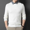 thumbnail image 2 of Suéteres falsos de dos piezas de alta gama, suéter de cuello camisero para hombre, manga larga, otoño, nuevo, color puro, parte inferior de punto grueso, 2 of 4