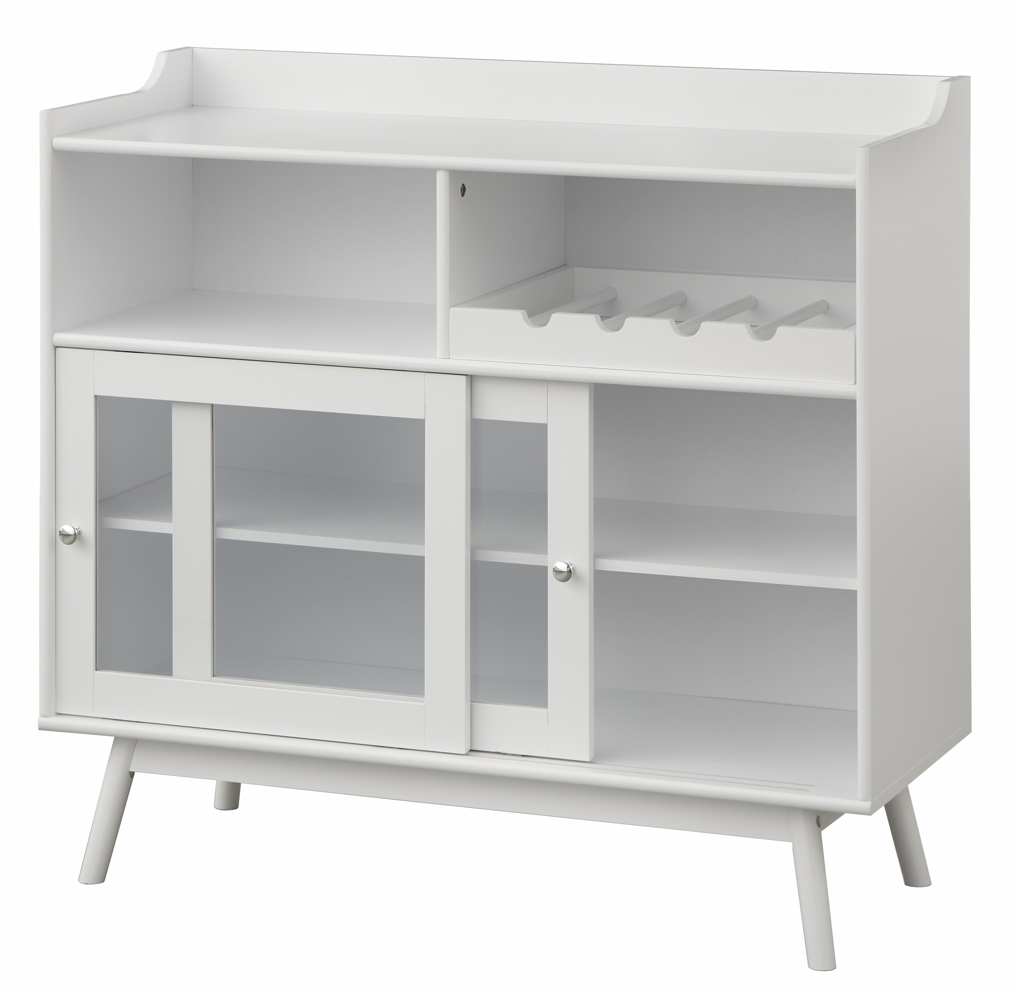 TMS Altura Bar Cabinet with Sliding Doors and Wine Rack, White