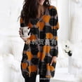 thumbnail image 1 of Sedceaty Women Fashion Pumpkin and Cat Print Dress Casual Long Sleeve Dress for Ladies Female, 1 of 1