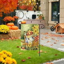 Oioii Fall Pumpkin Garden Flag 12.6x18.5in Double Sided Thanksgiving Leaves Sunflower Yard Outdoor Flag House Holiday Outside Decoration