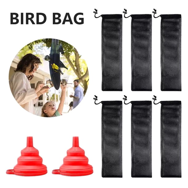 Bolsa para alimentador de pájaros Alimentador de calcetines con aletas extragrandes para semillas de cardo Bolsa de malla reutilizable Alimentador de aves silvestres con 2 embudos Herramientas de sumi Muyoka Hogar
