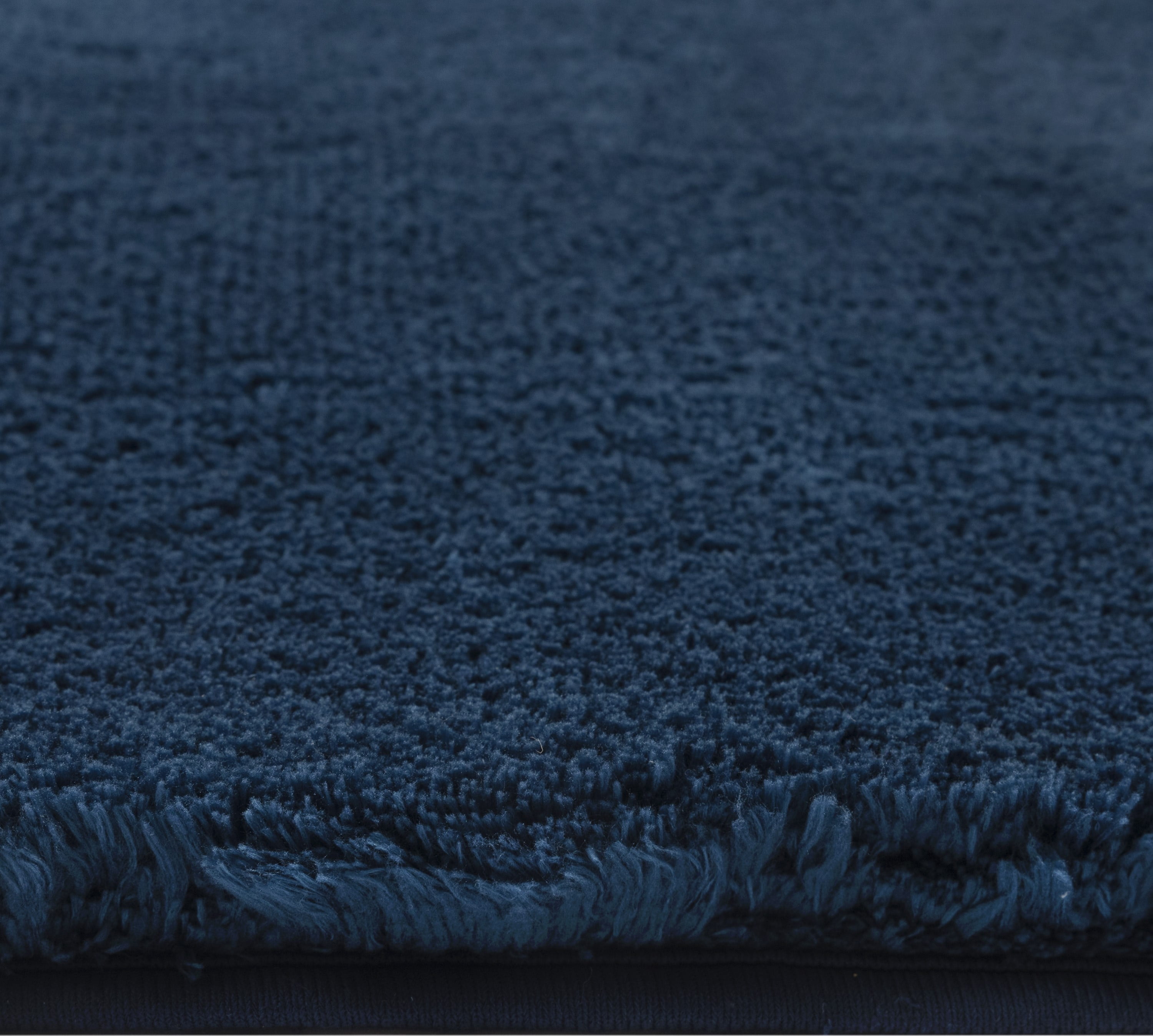 Hotel Style Blue Micro-Polyester 24" x 40" Bath Rug