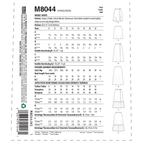 JamieMcCalls - Misses Skirt/Pants-6-8-10-12-14
