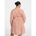 thumbnail image 3 of Terra & Sky Women's Plus Size Tiered Shirt Dress with Long Sleeves, Sizes 0X-5X, 3 of 5