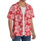 thumbnail image 2 of Balery Red Hibiscus Flower Camisa Casual de Manga Corta con Botones para Hombre, Texturizada, Estilo Cubano, para Playa, Verano-3X-Large, 2 of 5