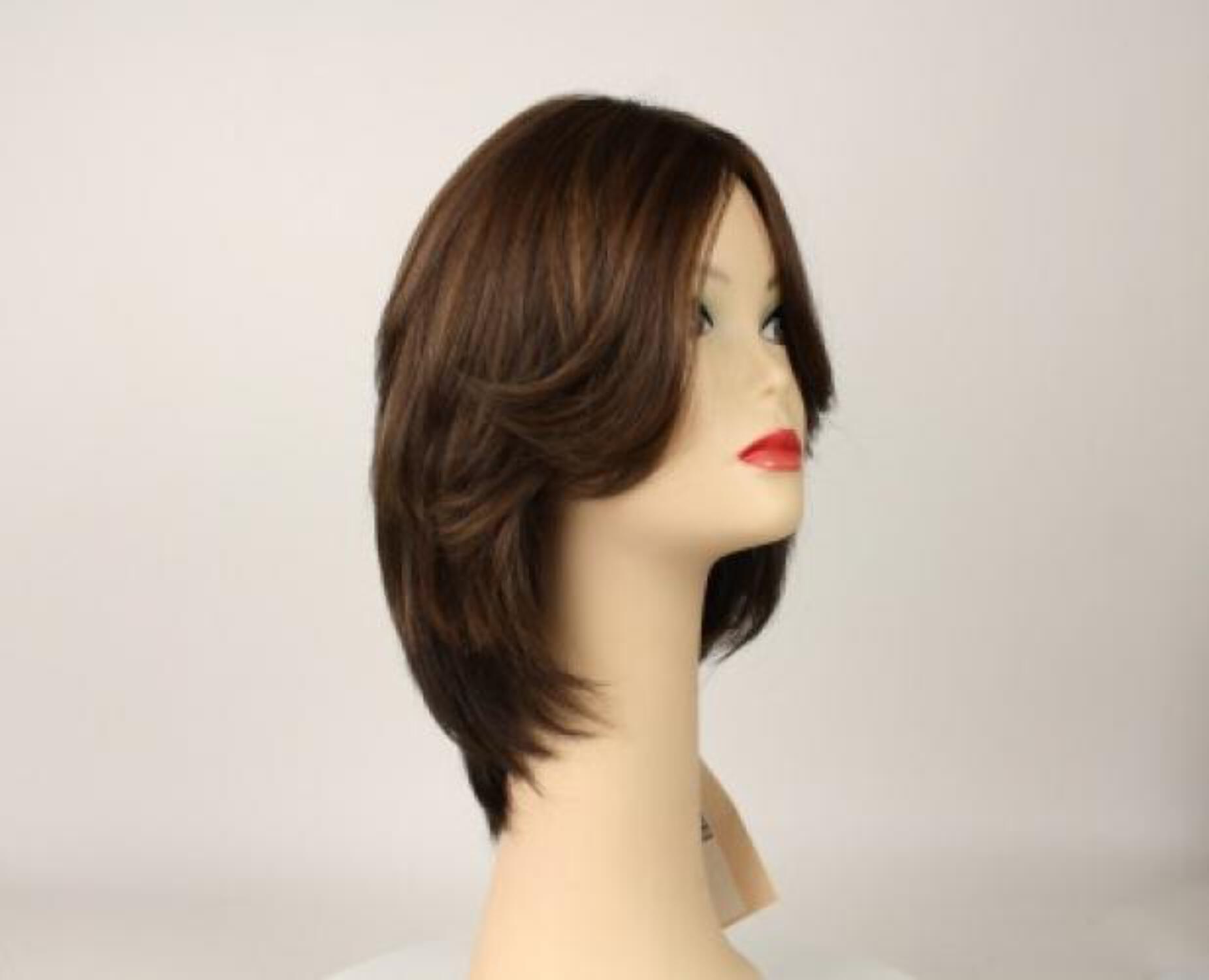 European Human Hair Freeda Wig Shlomit Medium Brown With Blonde Highlights Skin Top Size S
