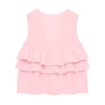thumbnail image 4 of CYMMPU Women's Deep V Tiered Multi Ruffle Sleeveless Linen Tank Top, Flowy Loose Fit Boho Vacation Camisole Pink L, 4 of 6