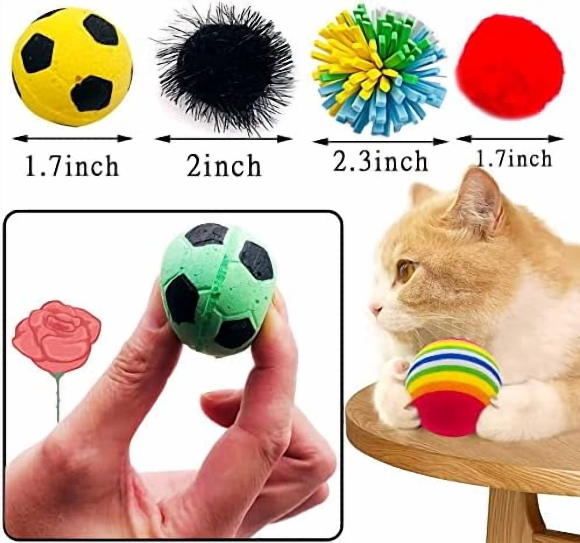 20Pcs Cats Toys Interactive Kitten Ball Toys Assortments Variety Pack for Indoor Cats Mice Feather Sparkle Crinkle Ball Bells Spring