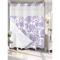 thumbnail image 4 of Purple Flowers No Hook Shower Curtain Waterproof, Bathroom Curtains with Snap in Liners and See Through Top Window, Botanical Floral Vintage Wildflower Hotel Style Bathtub Curtains Shower 72"Wx78"L, 4 of 8