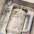 thumbnail image 2 of 40 ozPortable Handheld Water Bottle, 304 Stainless Steel Thermos Cup with The LoveShackFancy Pattern Thermal Insulation Birthday Holiday Gift,Iced Coffee Mug Insulated Mug with Handle, 2 of 7