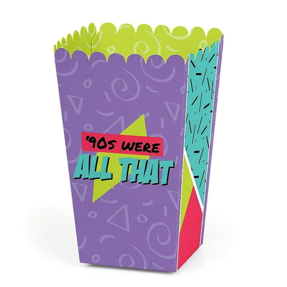 Big Dot of Happiness 90's Throwback - 1990s Party Favor Popcorn Treat Boxes - Set of 12