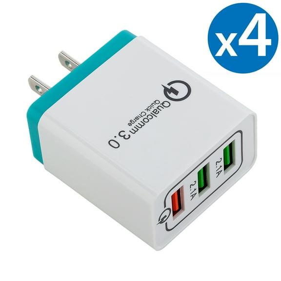 3-Port Quick Charge USB Wall Charger, FREEDOMTECH QC 3.0 USB Wall Charger Fast Qualcomm for iPhone X 8 Plus Samsung Galaxy Note 8, S8, S8 Plus, S7 S6 Edge , Note 5/4/3, LG G5, G6 V20 Nexus 6, HTC 10