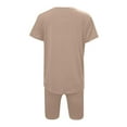 thumbnail image 4 of Jerdar Women Casual 2 Piece Short Sets Summer Outfits Short Sleeve Round Neck Biker Shorts Set Cycling Leisure Suit Khaki M, 4 of 5