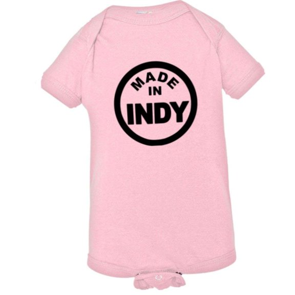 PleaseMeTees™ Baby Born Made Indianapolis Indiana Logo Label HQ Jumpsuit