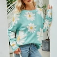 thumbnail image 3 of Fesfesfes Women Sweaters Daisy Printed Long Casual Pullover Loose Long Sleeve Sweater or, 3 of 6