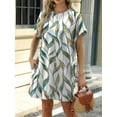thumbnail image 5 of Gustave Womens Summer Dresses Cap Sleeve Floral Mini Dress Casual Loose Crewneck T Shirt Dresses Beach Sundress with Pockets, 5 of 7