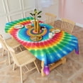 thumbnail image 3 of Colorful Tie Dye Circular Pattern Rectangle Tablecloth 60"x120",Waterproof Polyester Rectangle Table Cloth, Wipeable Spillproof Polyester Tablecloth for Dining, Camping, Indoor and Outdoor, 3 of 6