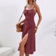 thumbnail image 5 of Sexy Vestido de Verano Colgando Correa Dividida Impresa Cuello Redondo, Vestido Fluido Y Casual, 5 of 6