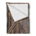 thumbnail image 2 of Rustic Soft Flannel Fleece Throw Blanket, Old Wooden Barn Door of Farmhouse Oak Countryside Village Board Rural Life Photo Print, Cozy Plush for Indoor and Outdoor Use, 60" x 80", Brown, by Ambesonne, 2 of 5