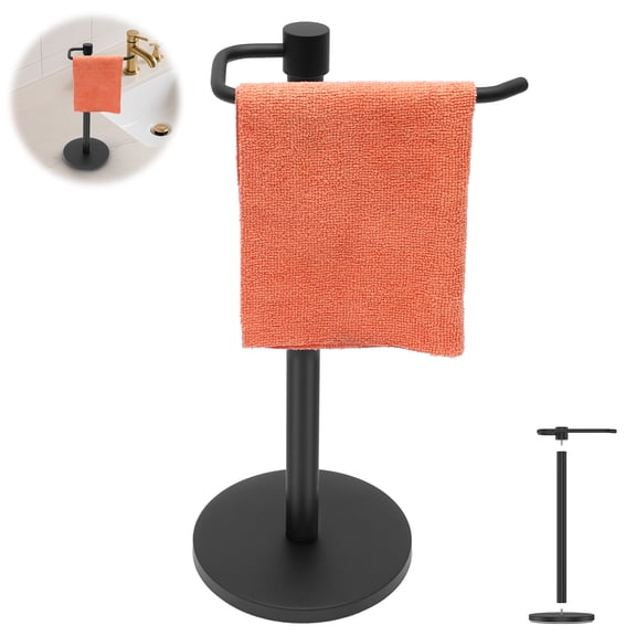 pluokvzr Hand Towel Holder Stand Countertop Wipe Cloth Rack Standing Towel Bar Hanger for Bathroom Kitchen Matte Black Stainless Steel