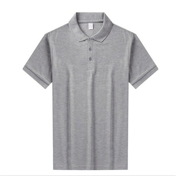 Simple Coton Hommes Tour-Down Col Polo Manches Courtes Tee Shirt Tops