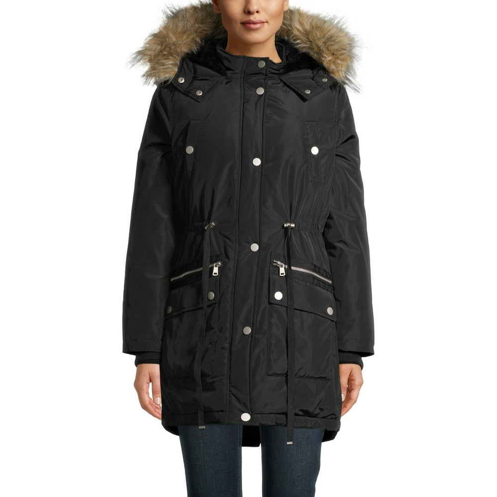 Time and Tru - Time and Tru Women's Heavyweight Anorak with Faux Fur