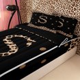 thumbnail image 3 of Meiyoeat Vintage Leopard Letter S Zipper Twin Comforter Sets with Fitted Sheet and 2 Pillowcases for Women Youth, Retro Polka Dot Zipper Bedding Set for Decor,4-Piece,Black Reversible, 3 of 6