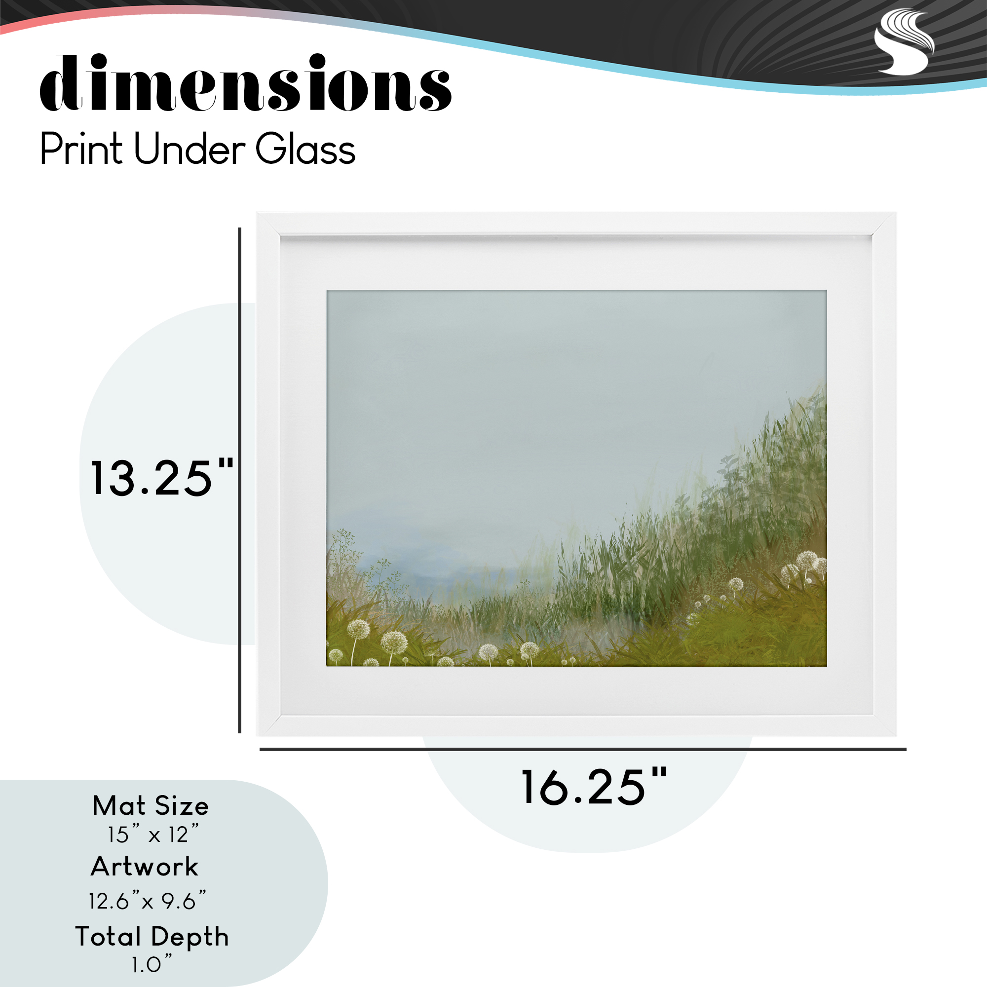 Misty Meadow Hill White Framed Print Under Glass, design by Renel Peters