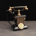 thumbnail image 3 of Teléfono antiguo con manivela rotativa con cable Retro-Teléfonos decorativos vintage, negro, 3 of 5
