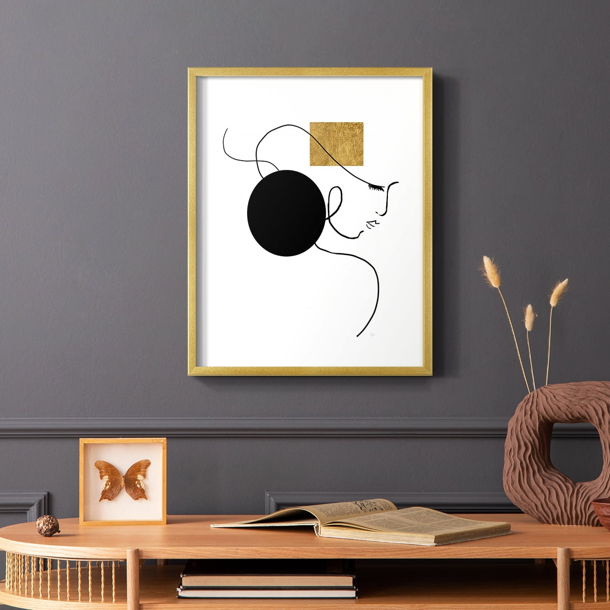 Shapes and Lines I in Gold Solid Wood 22 x 28 Framed Print