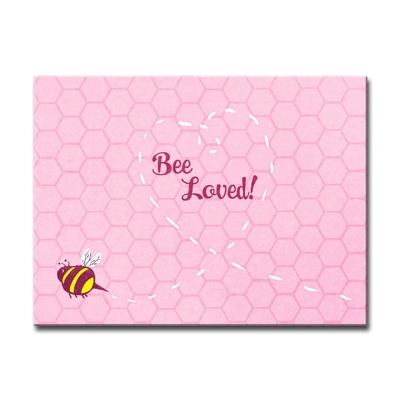 Crafted Creations Pink Honeycomb "Bee Loved!" Rectangular Canvas Wall Art 16" x 20"