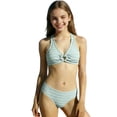 thumbnail image 3 of MKOSPLRT Bikini Sets for Girl Solid String 2 Piece Swimsuits High Waisted Bathing Suit V Neck Cut Out Swimwear 8-14 Years, 3 of 9